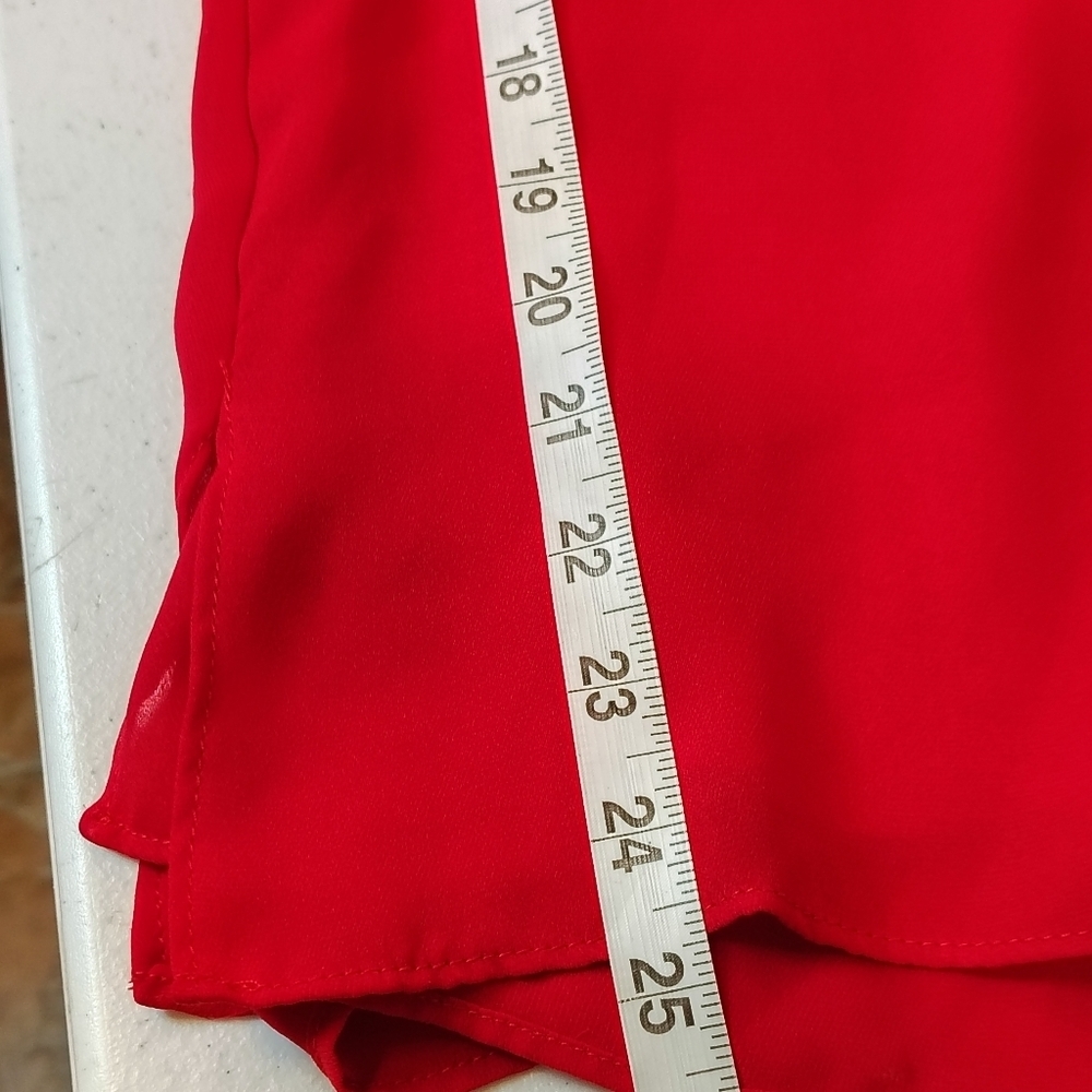 Catherine Malandrino Womens Size Small Red Long Sleeve Blouse Ruffle Front - Picture 8 of 8